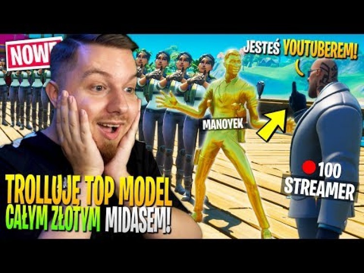 Trolluję TOP MODEL czterech YOUTUBERÓW  złotym MIDASEM w Fortnite ... (tragedia!)