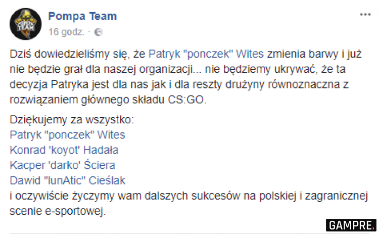 Pompa team się rozpada! ponczek zmienia barwy!