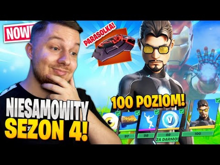 NIESAMOWITY SEZON 4 i 100 STOPNI karnetu w Fortnite ... (mam PARASOLKĘ!)